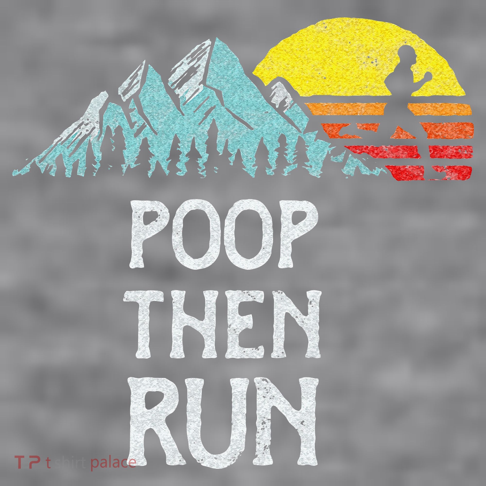 Poop Then Run! Funny Trail Running Graphic Women's Racerback Cropped Tank