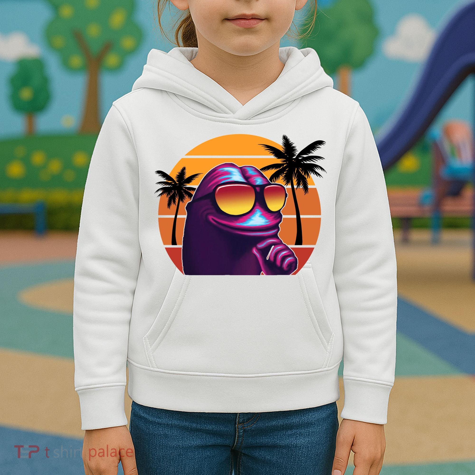 Pepe Tropical Retro Sunset Kids Hoodie