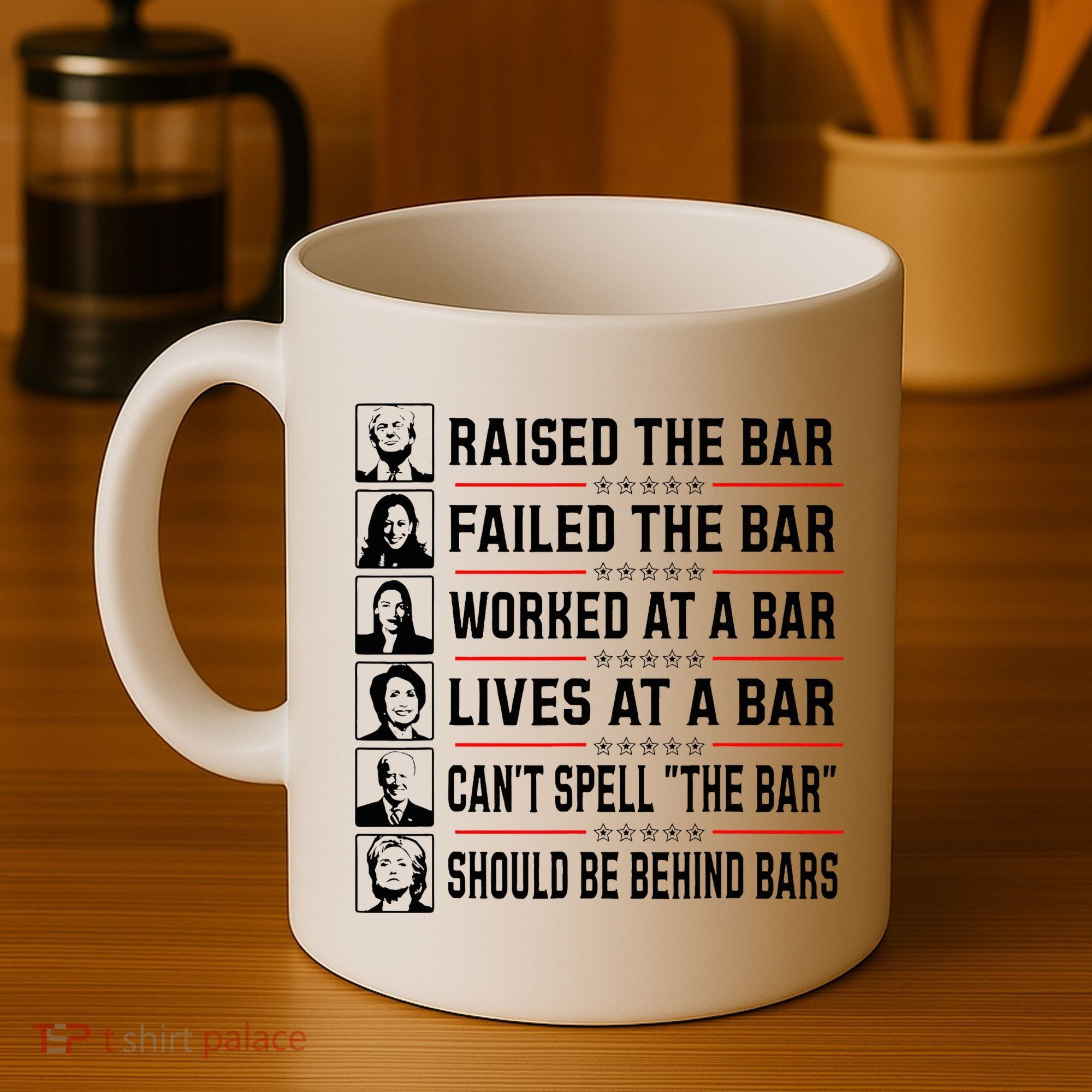 Pro Trump Raised The Bar Funny Political Anti Biden Meme Coffee Mug