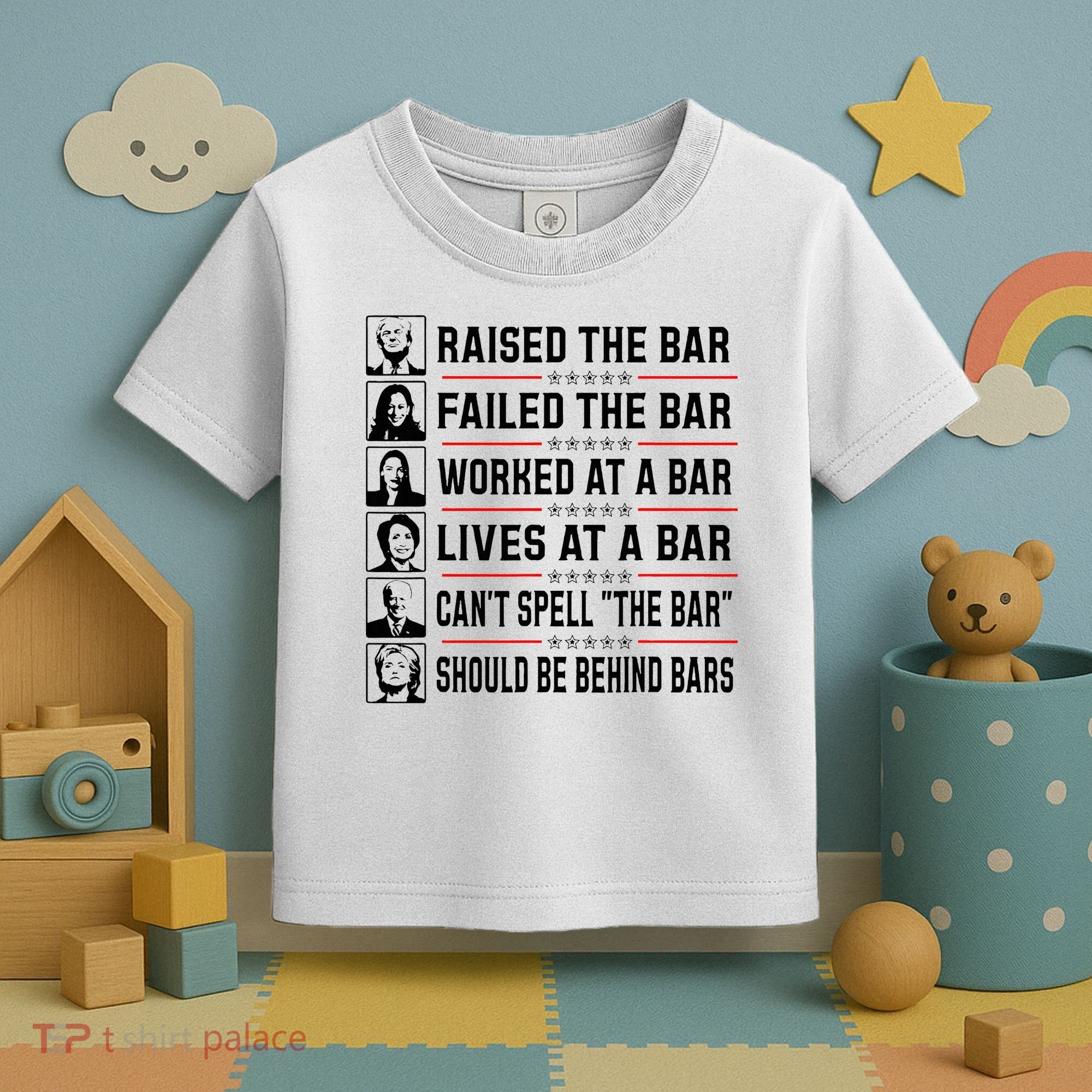 Pro Trump Raised The Bar Funny Political Anti Biden Meme Toddler T-Shirt