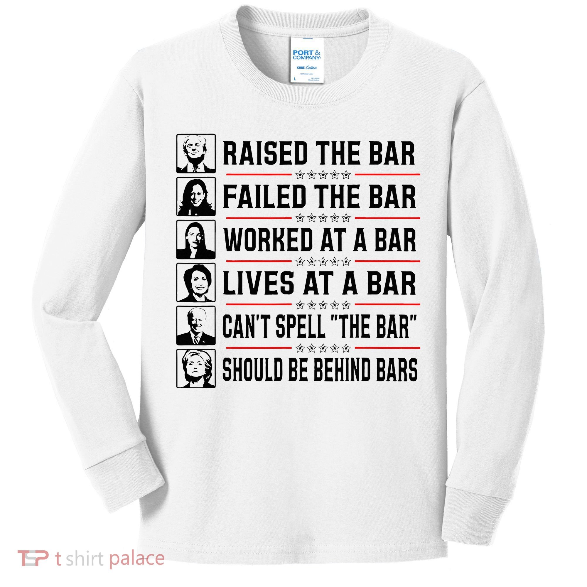 Pro Trump Raised The Bar Funny Political Anti Biden Meme Kids Long Sleeve Shirt