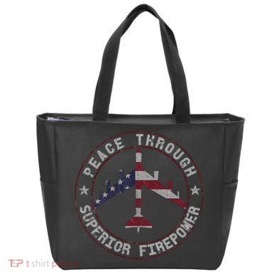 Peace Through Superior Firepower B 52 Stratofortress Design Tote Bag