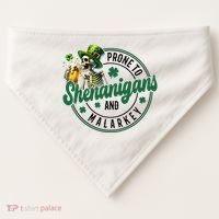 Prone To Shenanigans And Malarkey St Patricks Day USA-Made Doggie Bandana thumb 0