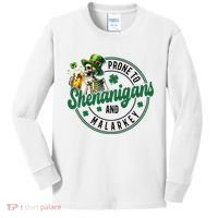Prone To Shenanigans And Malarkey St Patricks Day Kids Long Sleeve Shirt thumb 0