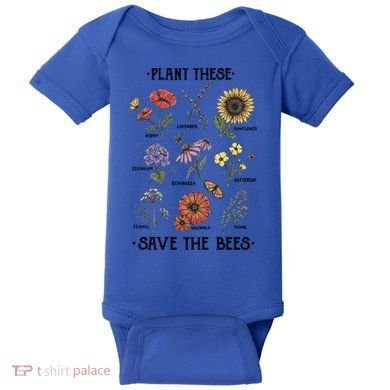 Plant These Save The Bees Flowers Gardening Gift Baby Bodysuit