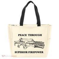 Peace Through Superior Firepower Retro 80S Sci Fi Tote Bag thumb 0