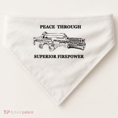 Peace Through Superior Firepower Retro 80S Sci Fi USA-Made Doggie Bandana
