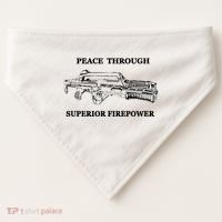 Peace Through Superior Firepower Retro 80S Sci Fi USA-Made Doggie Bandana thumb 0