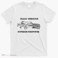 Peace Through Superior Firepower Retro 80S Sci Fi T-Shirt thumb 0