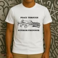 Peace Through Superior Firepower Retro 80S Sci Fi T-Shirt thumb 3