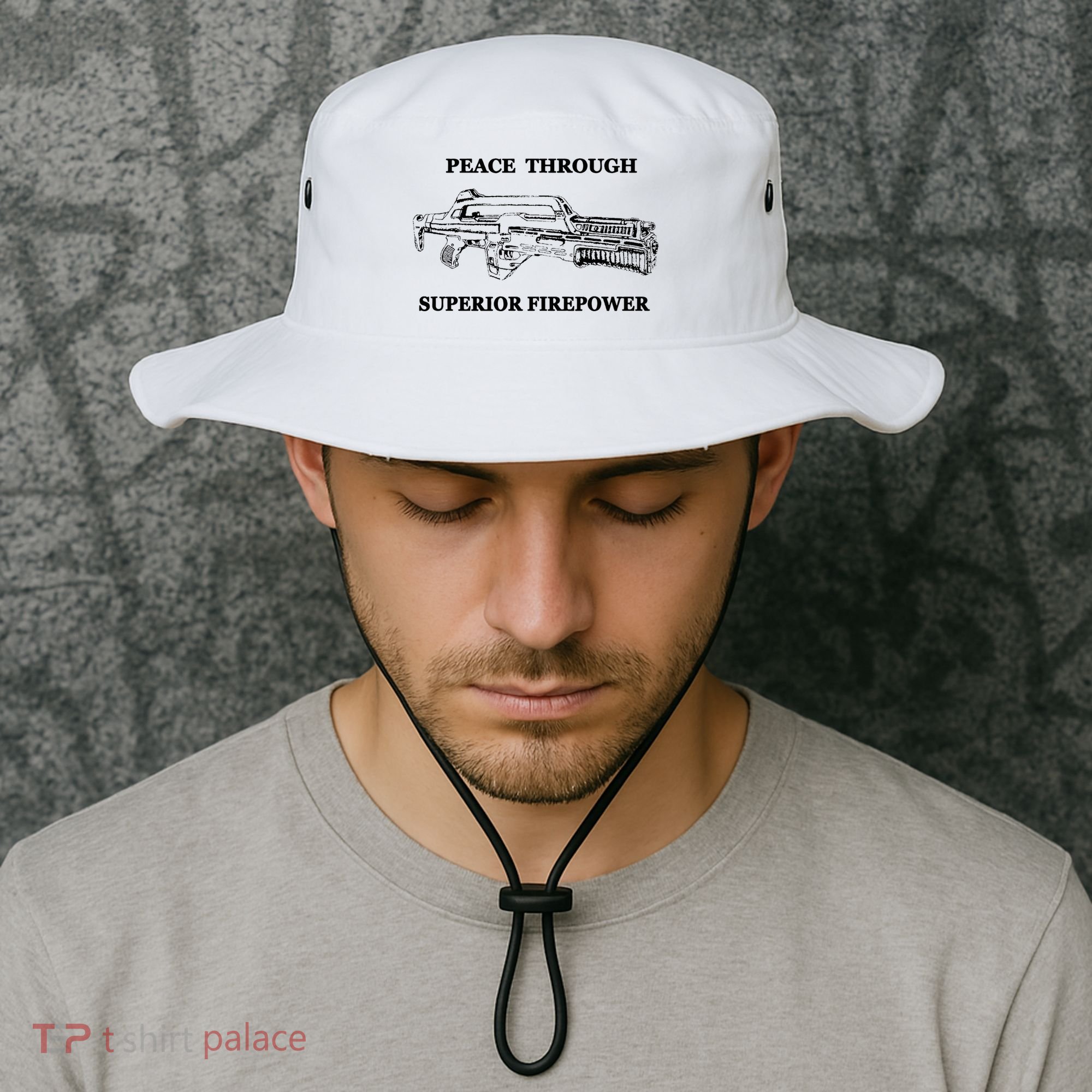 Peace Through Superior Firepower Retro 80S Sci Fi Bucket Hat