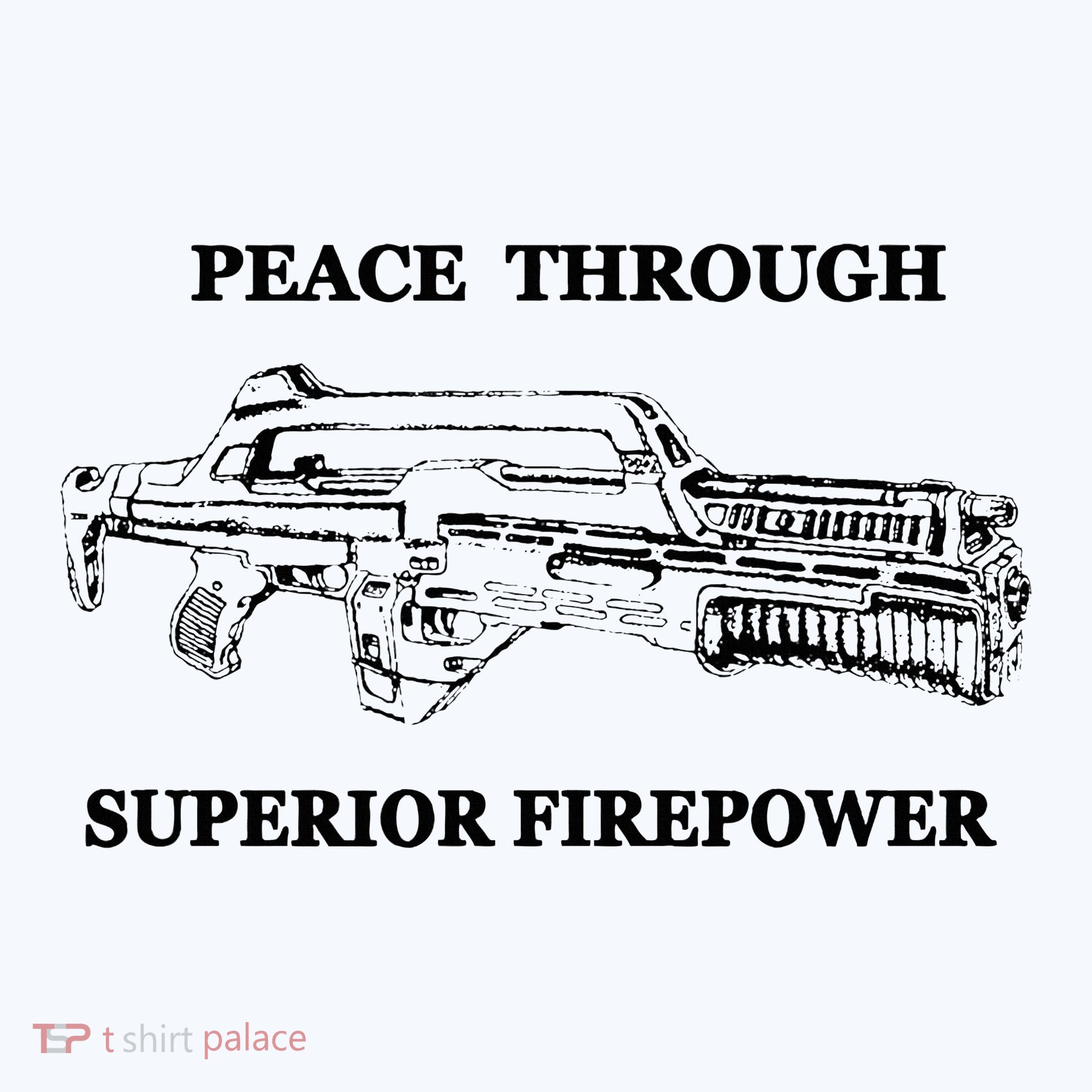 Peace Through Superior Firepower Retro 80S Sci Fi Bucket Hat