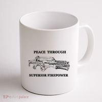 Peace Through Superior Firepower Retro 80S Sci Fi Coffee Mug thumb 1