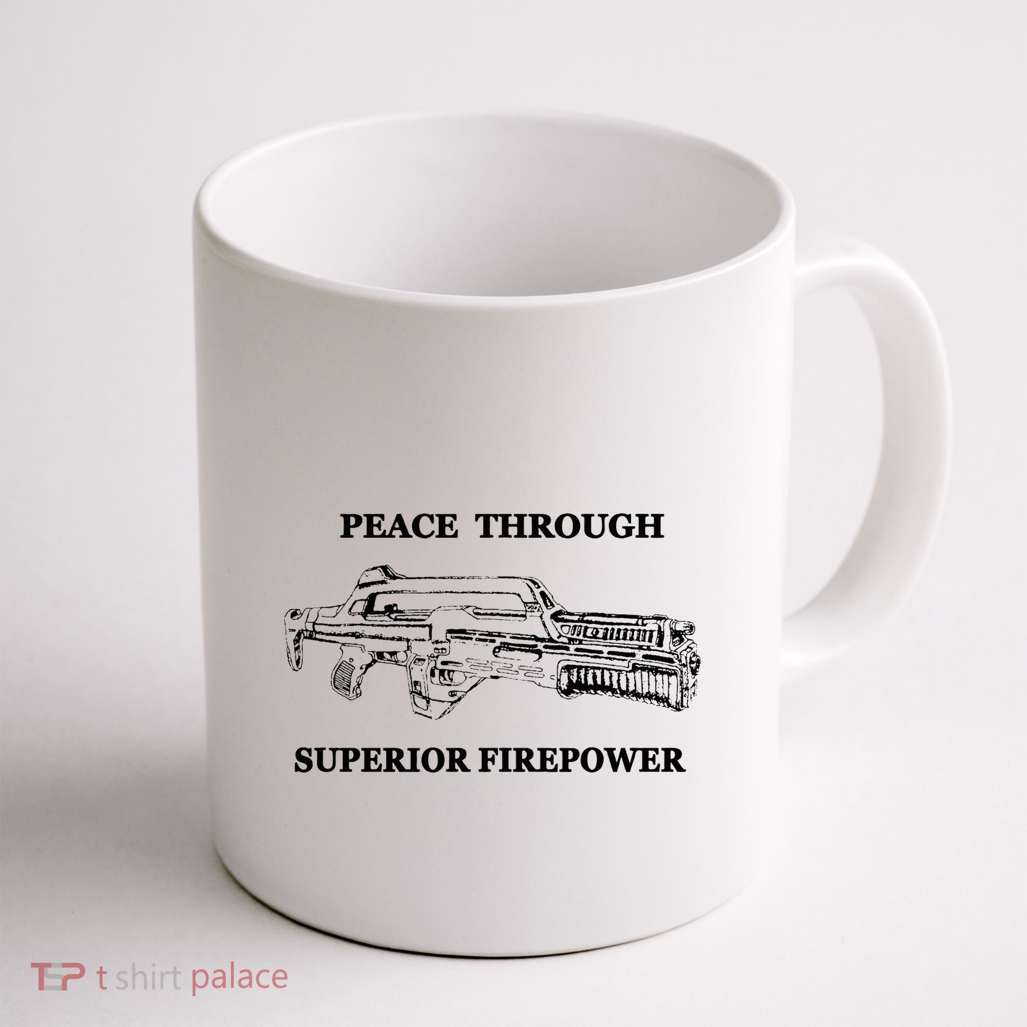 Peace Through Superior Firepower Retro 80S Sci Fi Coffee Mug