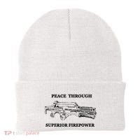 Peace Through Superior Firepower Retro 80S Sci Fi Beanie thumb 0