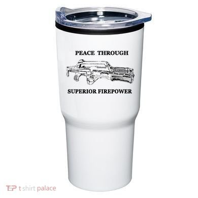 Peace Through Superior Firepower Retro 80S Sci Fi Tumbler