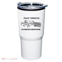 Peace Through Superior Firepower Retro 80S Sci Fi Tumbler thumb 0