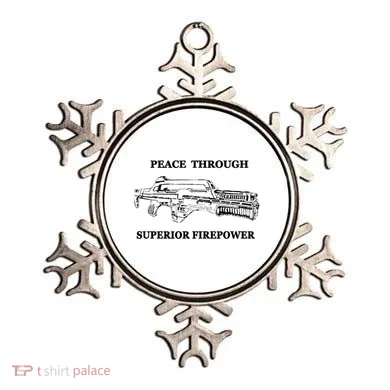 Peace Through Superior Firepower Retro 80S Sci Fi Ornament