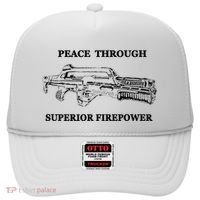 Peace Through Superior Firepower Retro 80S Sci Fi Hat thumb 0
