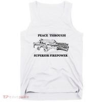 Peace Through Superior Firepower Retro 80S Sci Fi Tank Top thumb 0