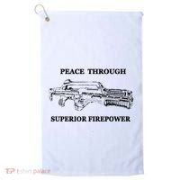 Peace Through Superior Firepower Retro 80S Sci Fi Golf Towel thumb 0