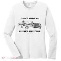 Peace Through Superior Firepower Retro 80S Sci Fi Women's Long Sleeve Shirt thumb 0