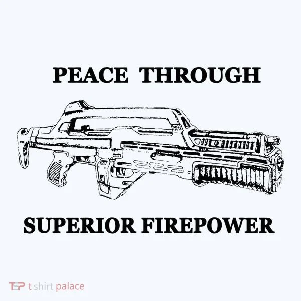 Peace Through Superior Firepower Retro 80S Sci Fi Kids Long Sleeve Shirt