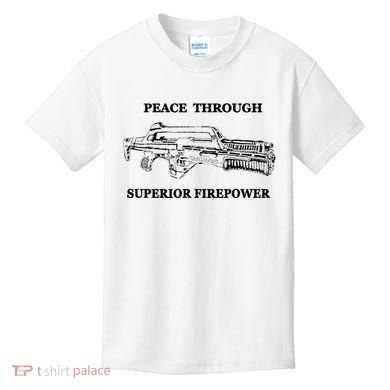 Peace Through Superior Firepower Retro 80S Sci Fi Kids T-Shirt