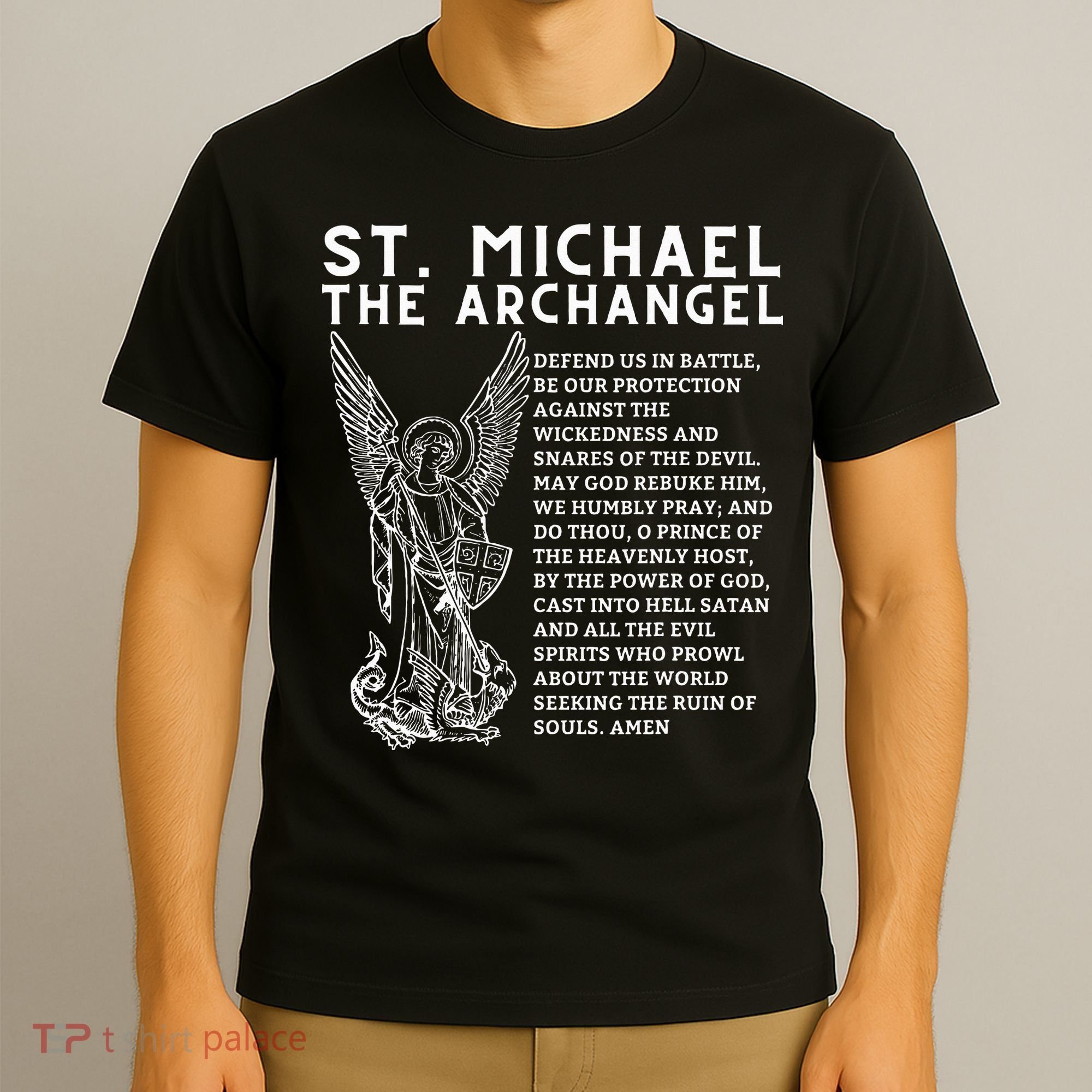 Prayer To St. Michael The Archangel Print Christian T-Shirt