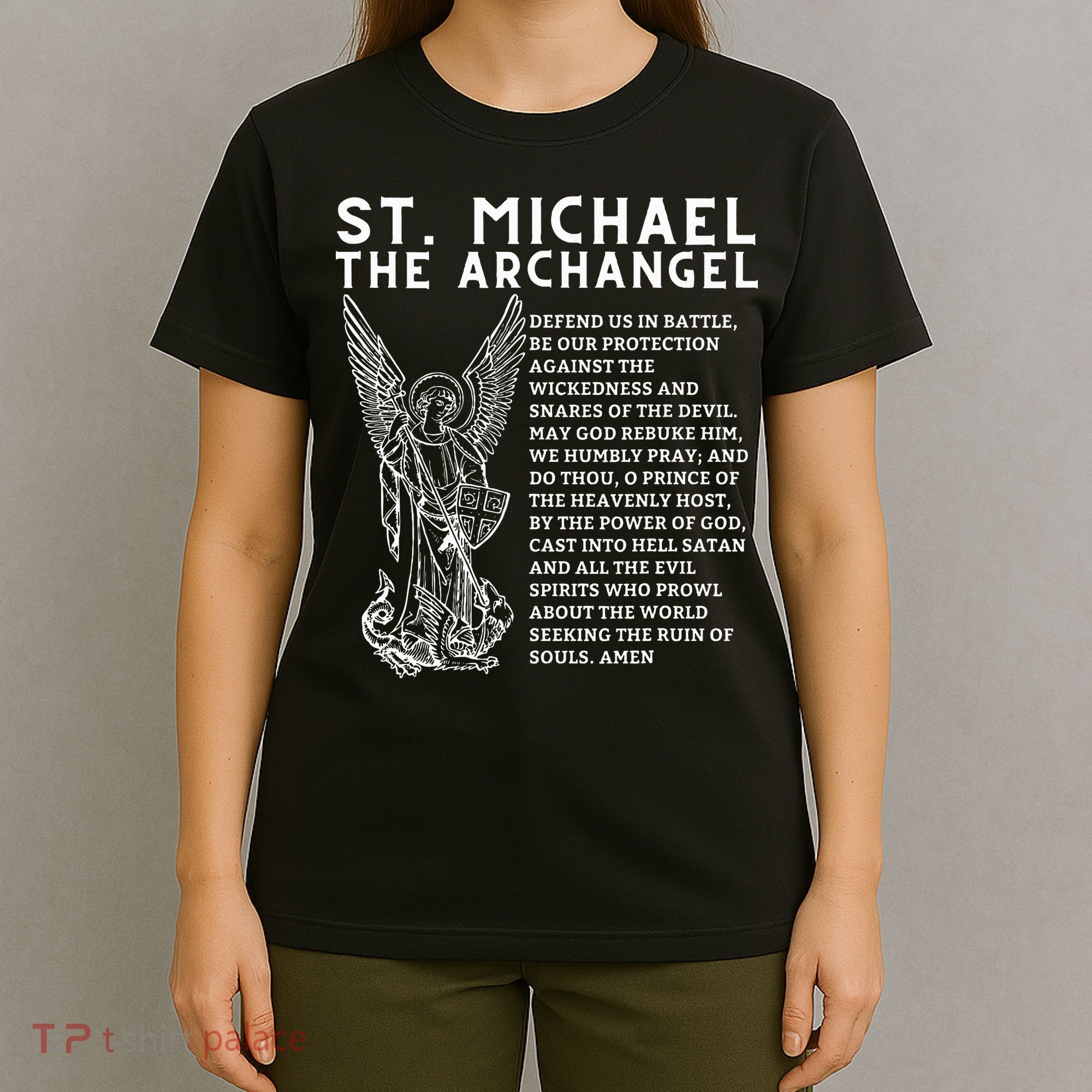 Prayer To St. Michael The Archangel Print Christian T-Shirt