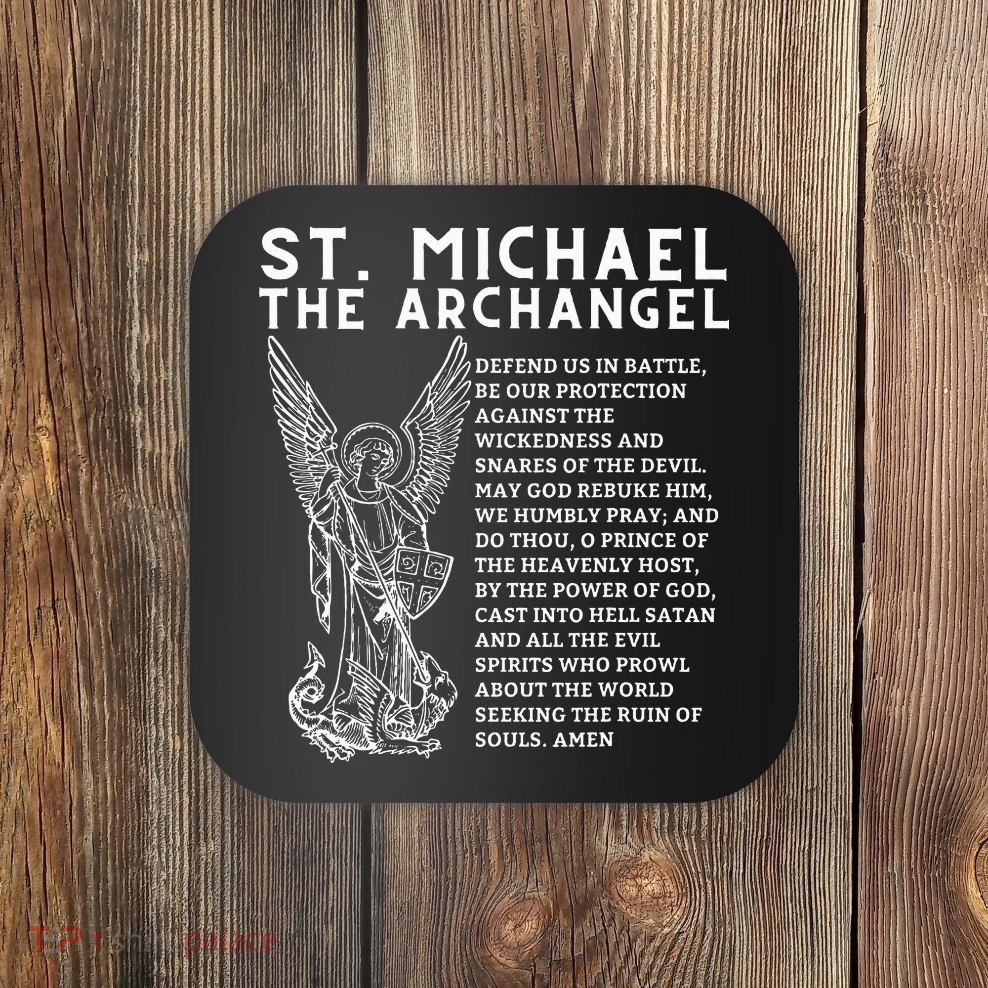 Prayer To St. Michael The Archangel Print Christian Coaster