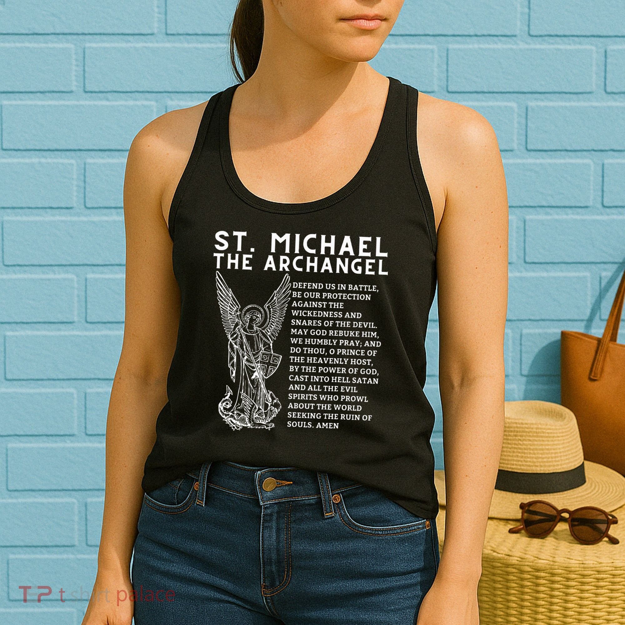 Prayer To St. Michael The Archangel Print Christian Women's Tank Top