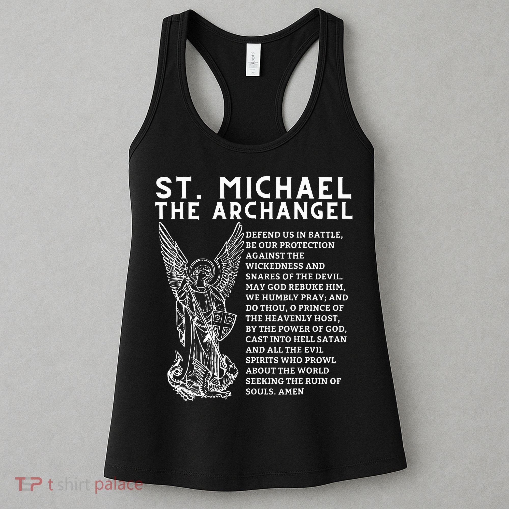 Prayer To St. Michael The Archangel Print Christian Women's Tank Top