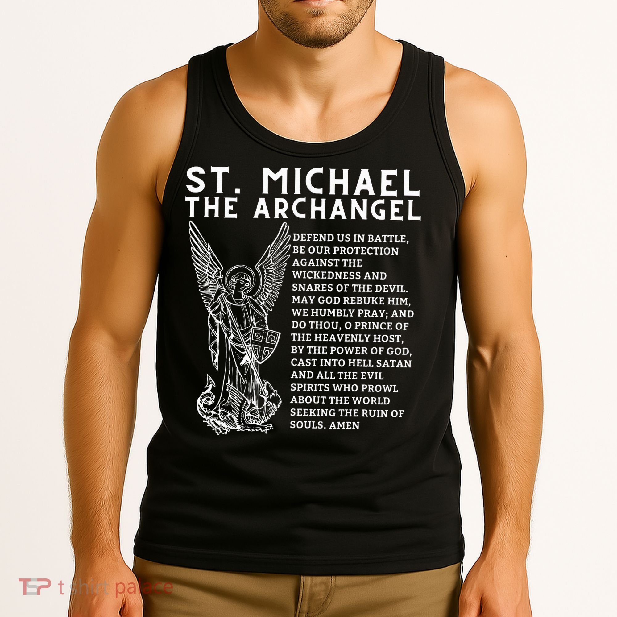 Prayer To St. Michael The Archangel Print Christian Tank Top