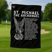 Prayer To St. Michael The Archangel Print Christian Golf Towel thumb 1