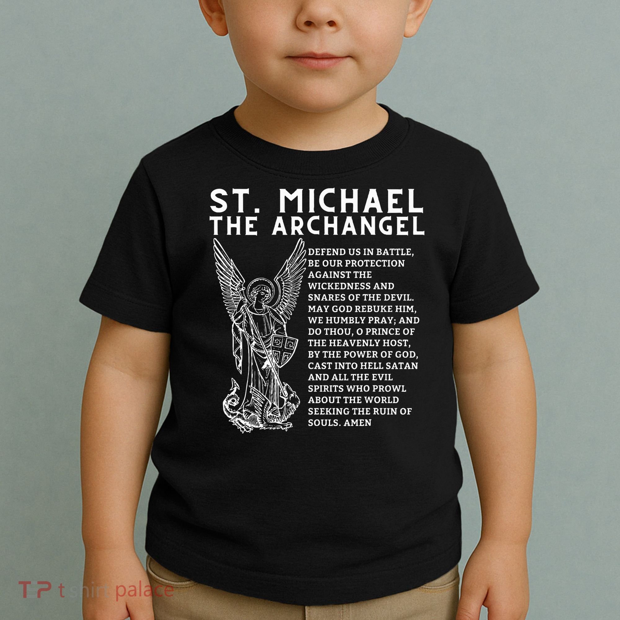 Prayer To St. Michael The Archangel Print Christian Toddler T-Shirt