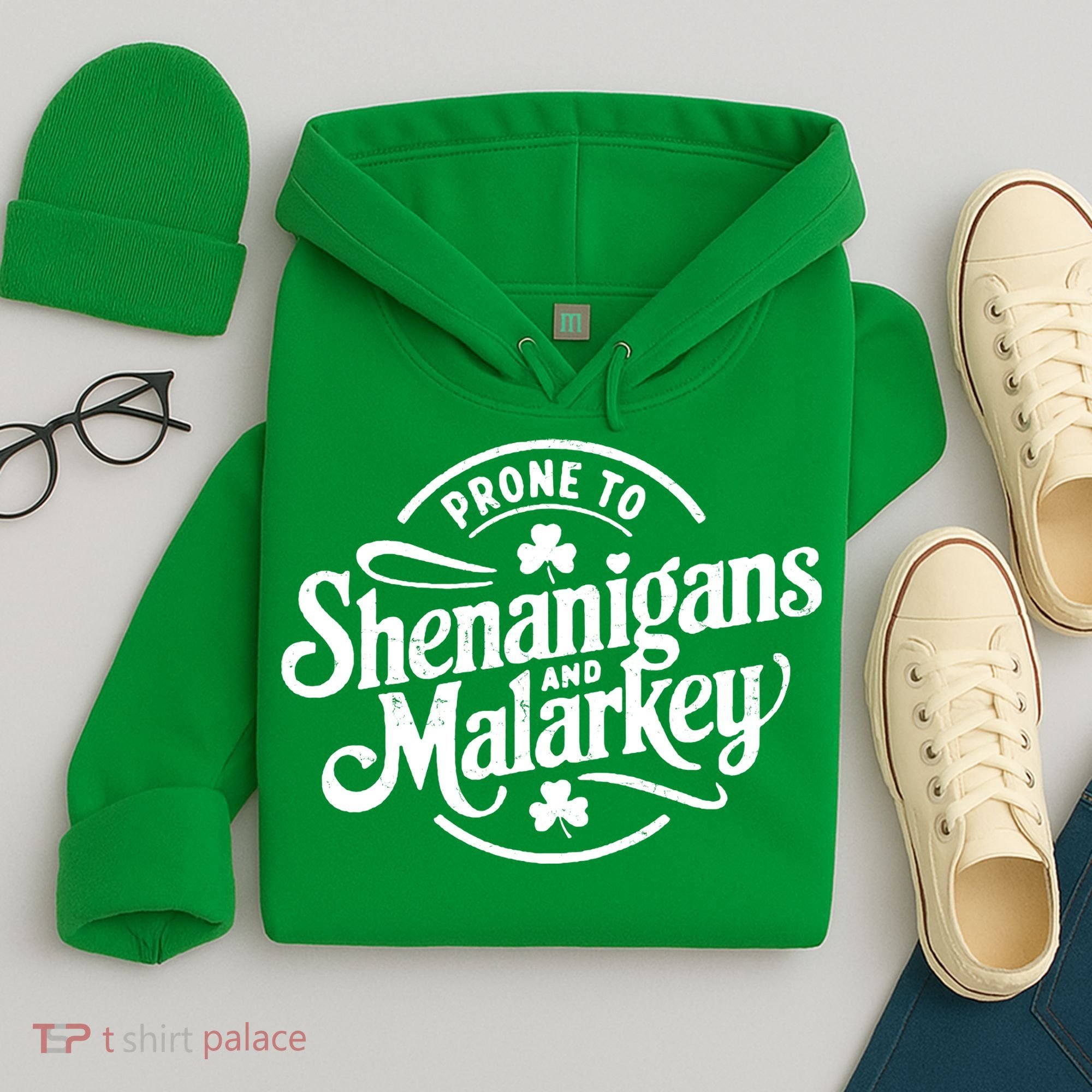 Prone To Shenanigans Malarkey Funny Clovers St Patricks Day Hoodie