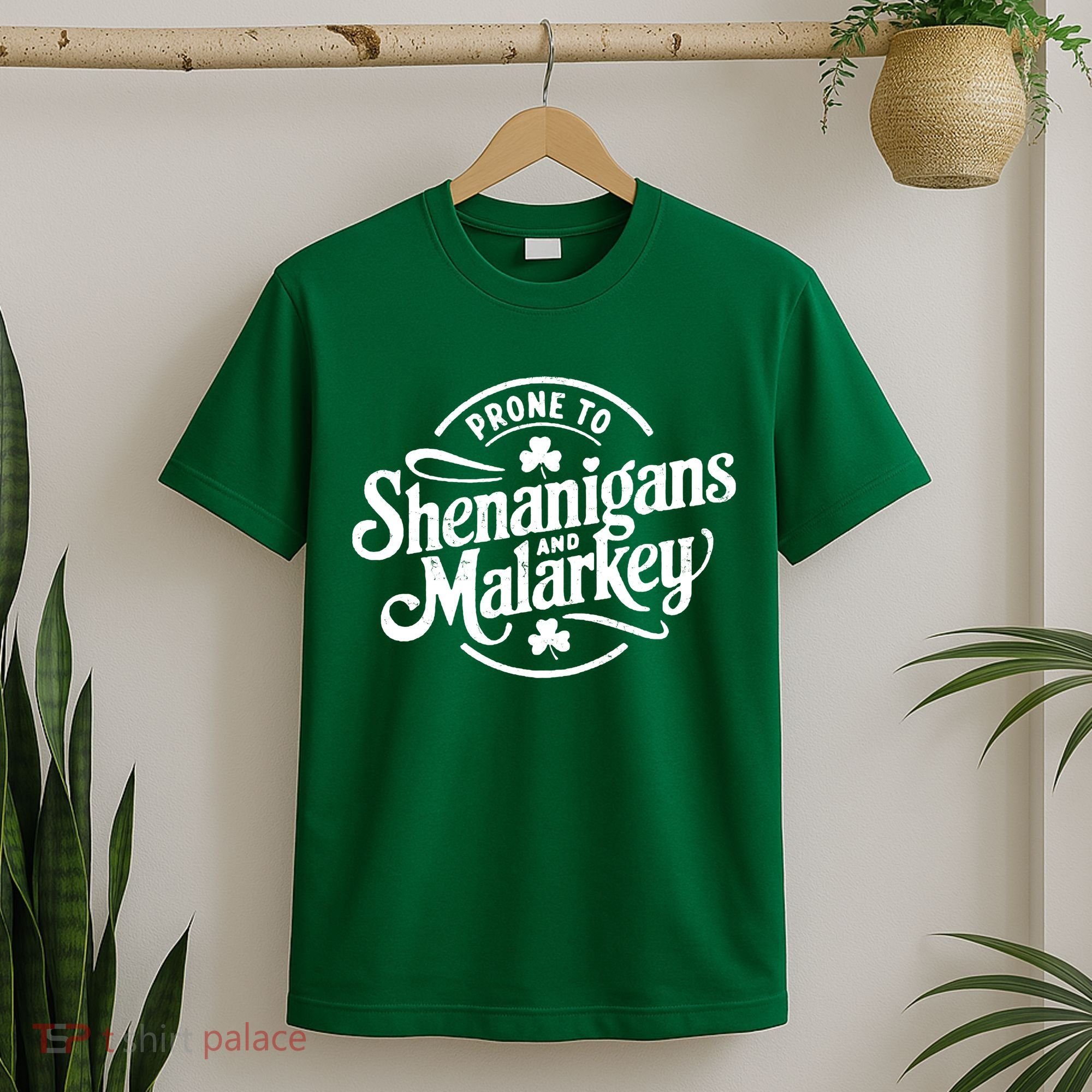 Prone To Shenanigans Malarkey Funny Clovers St Patricks Day T-Shirt