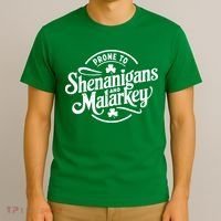 Prone To Shenanigans Malarkey Funny Clovers St Patricks Day T-Shirt thumb 3