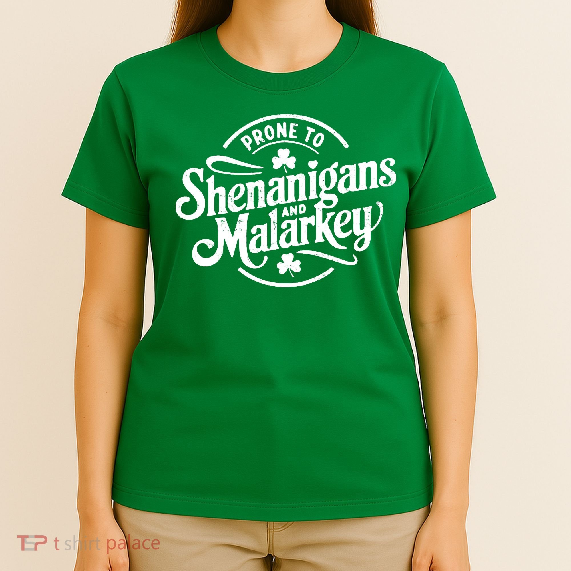 Prone To Shenanigans Malarkey Funny Clovers St Patricks Day T-Shirt