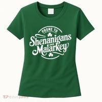 Prone To Shenanigans Malarkey Funny Clovers St Patricks Day Women's T-Shirt thumb 0