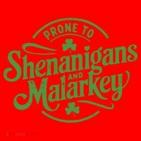 Prone To Shenanigans Malarkey Funny Clovers St Patricks Day Santa Hat thumb 1