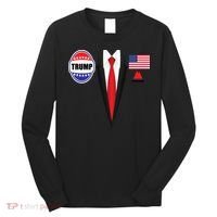 President Trump Shirt Suit Halloween Lazy Costume Flag Long Sleeve Shirt thumb 0