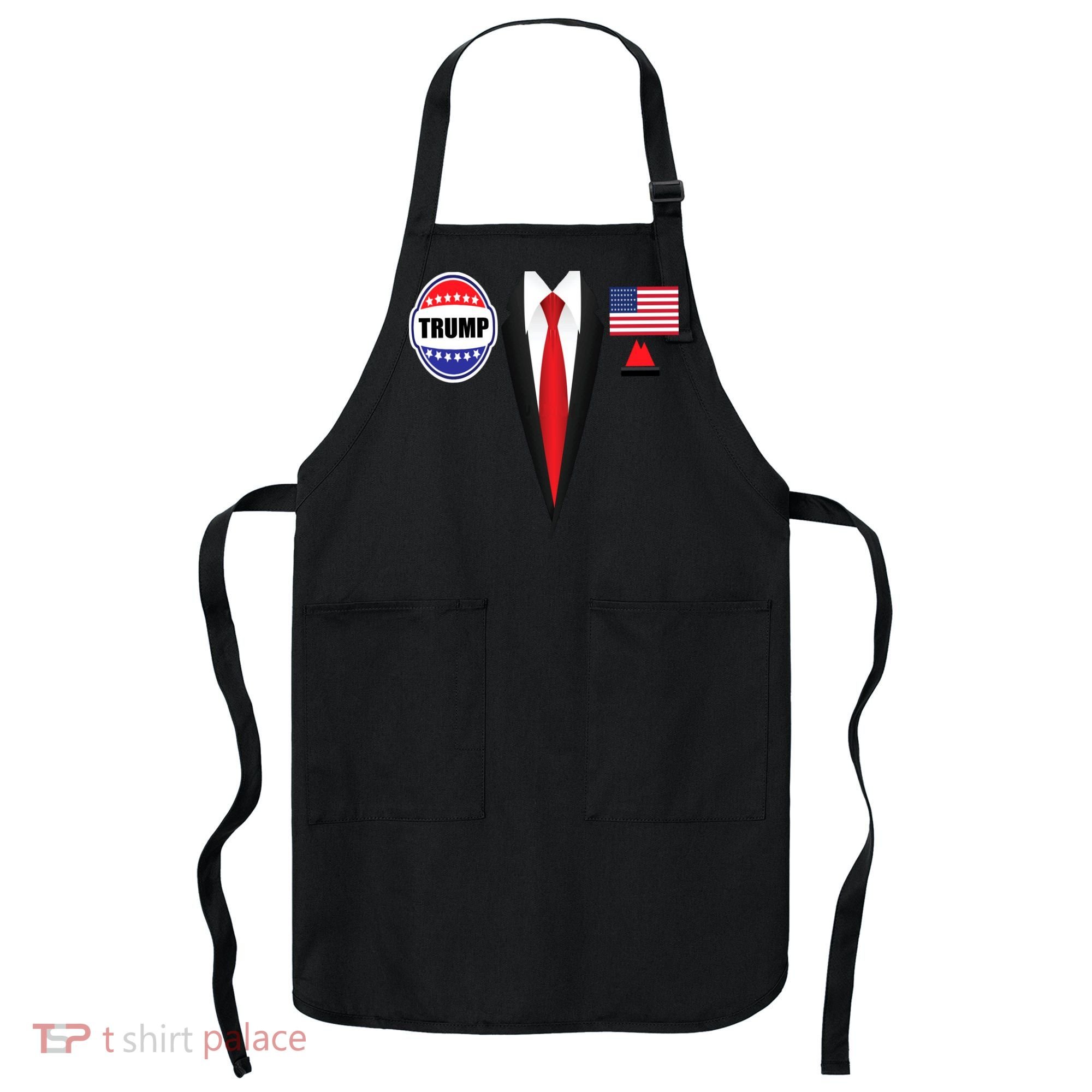 President Trump Shirt Suit Halloween Lazy Costume Flag Apron