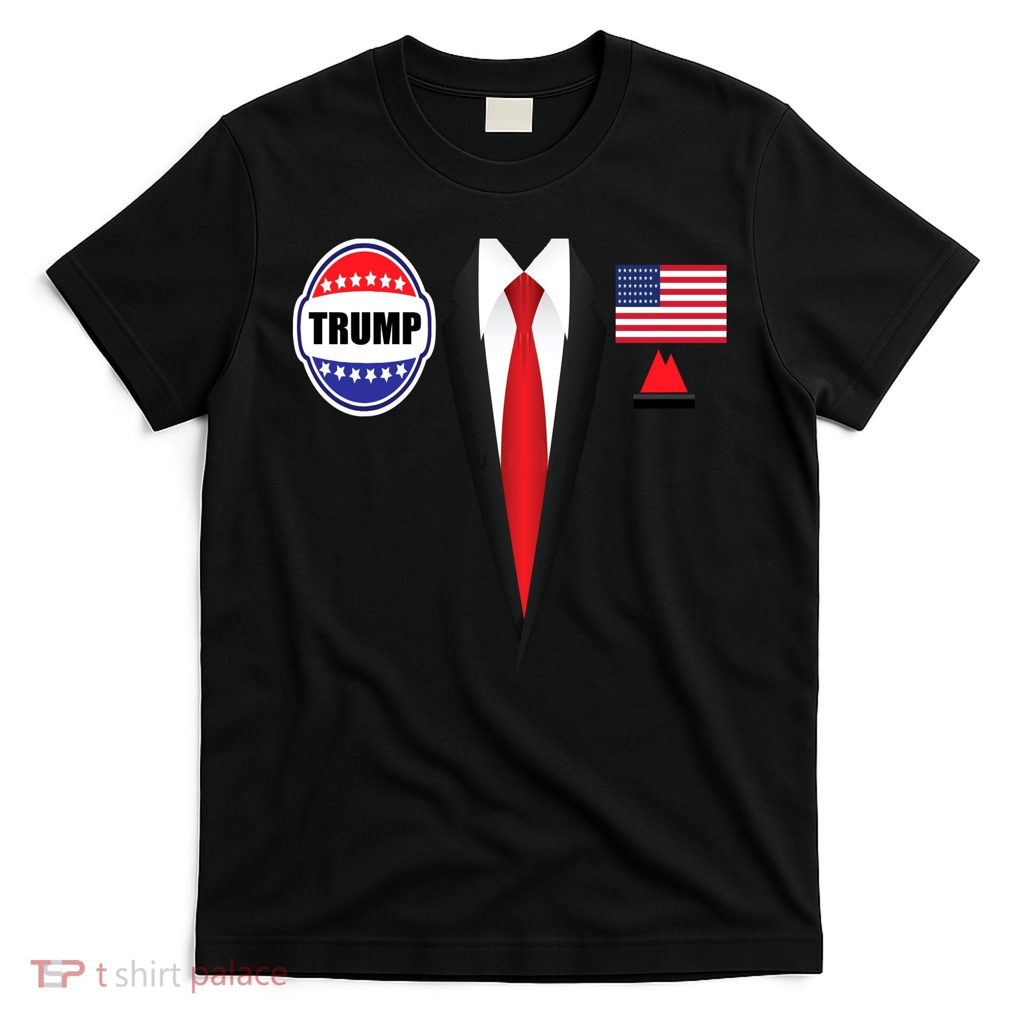 President Trump Shirt Suit Halloween Lazy Costume Flag T-Shirt