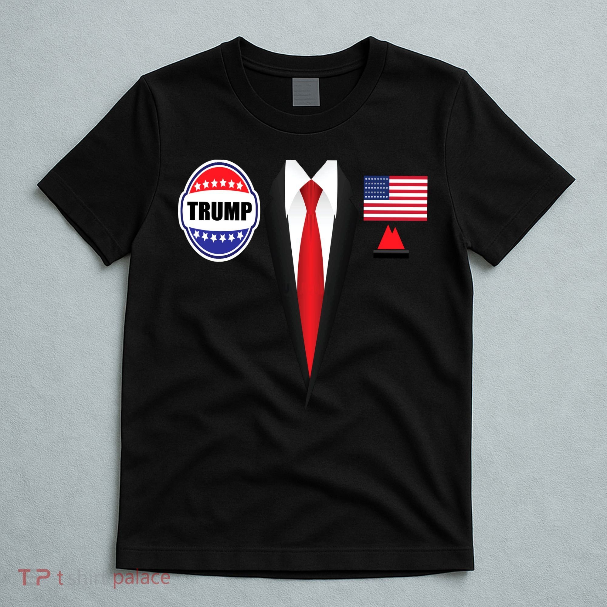 President Trump Shirt Suit Halloween Lazy Costume Flag T-Shirt