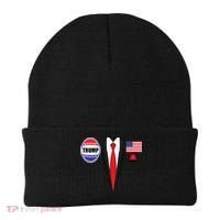 President Trump Shirt Suit Halloween Lazy Costume Flag Beanie thumb 0