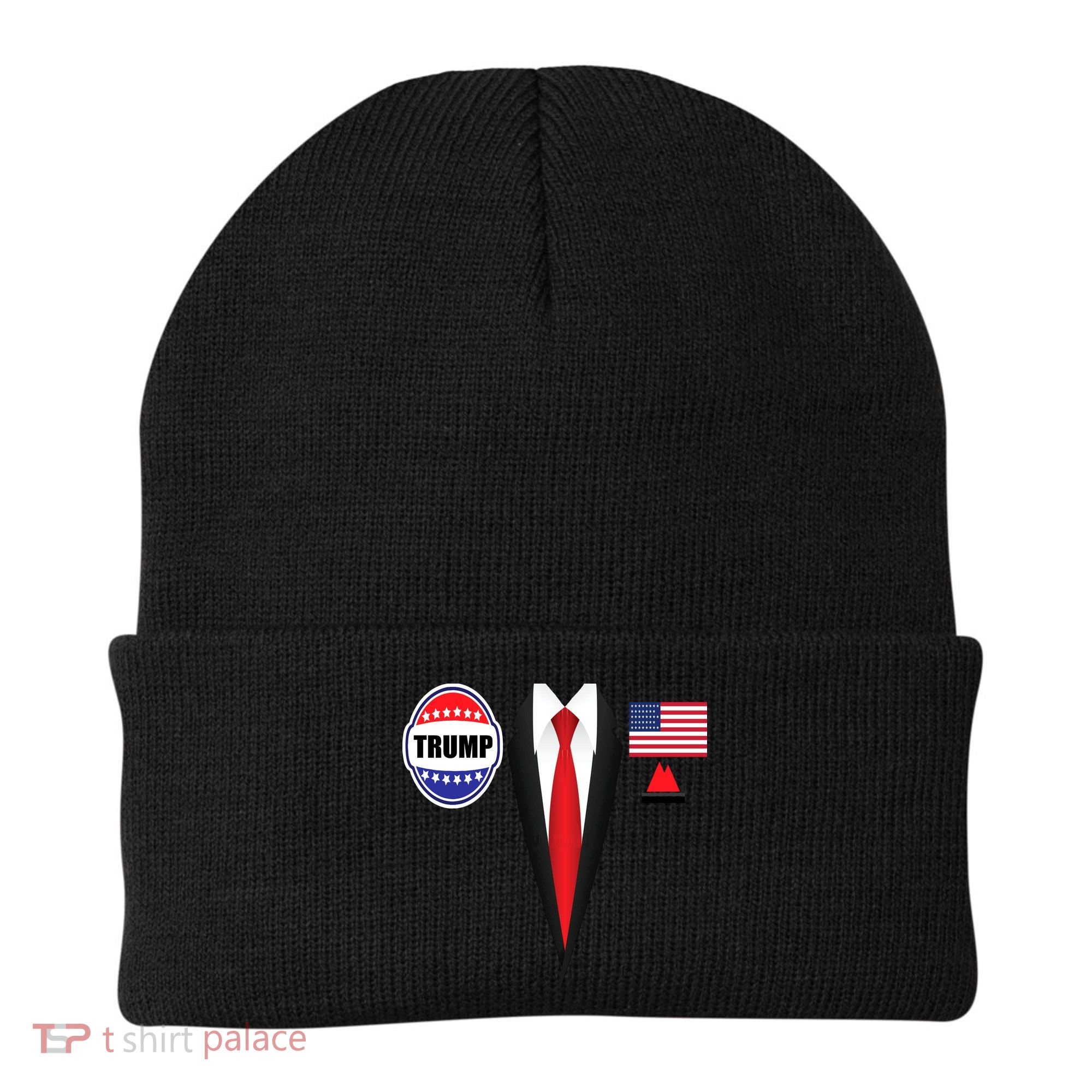President Trump Shirt Suit Halloween Lazy Costume Flag Beanie