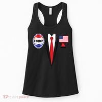 President Trump Shirt Suit Halloween Lazy Costume Flag Women's Tank Top thumb 0
