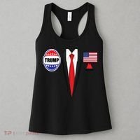 President Trump Shirt Suit Halloween Lazy Costume Flag Women's Tank Top thumb 3